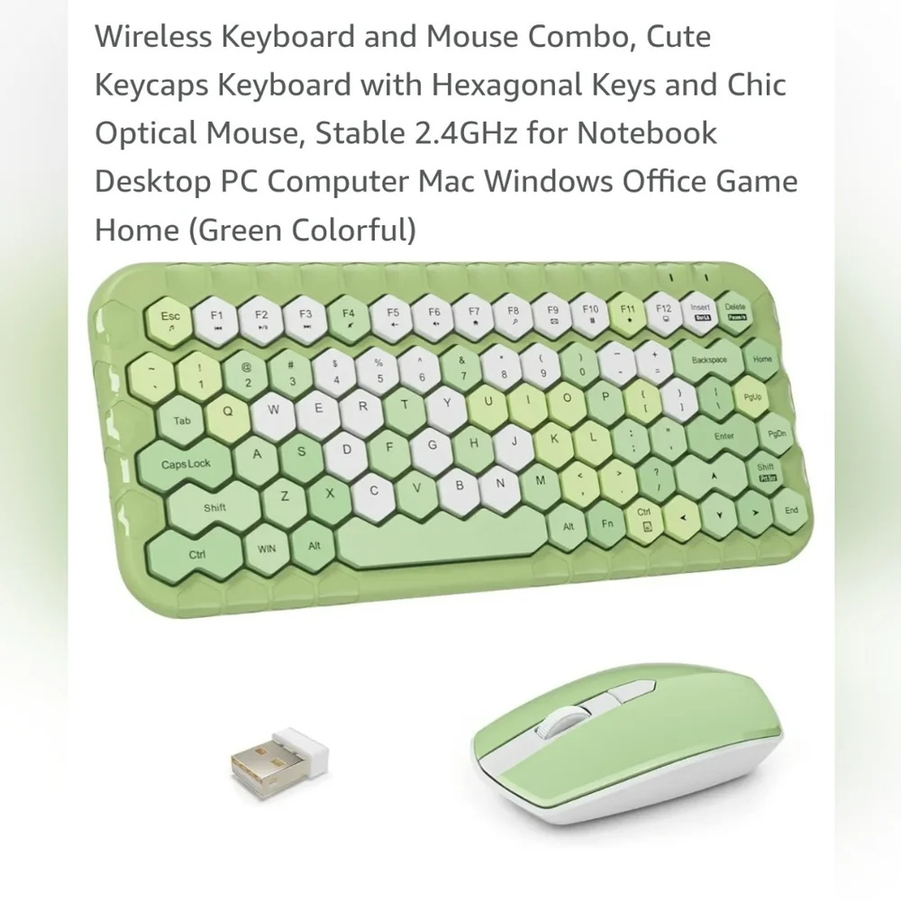 Brand New Green Wireless Keyboard and Mouse Set